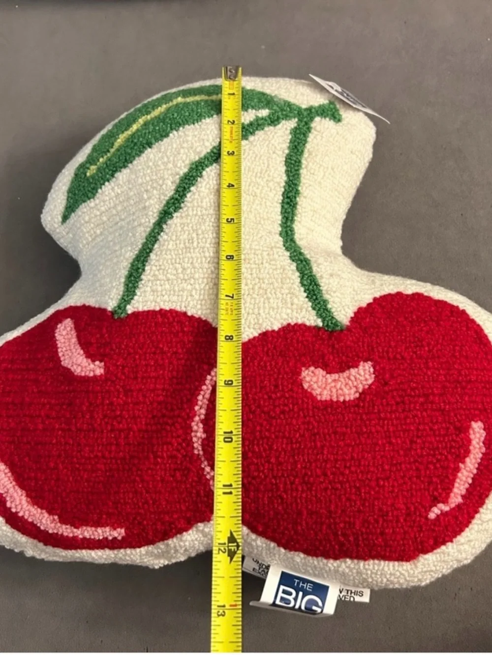 Embroidered Cherry Pillow with Red and Green Design —NEW!